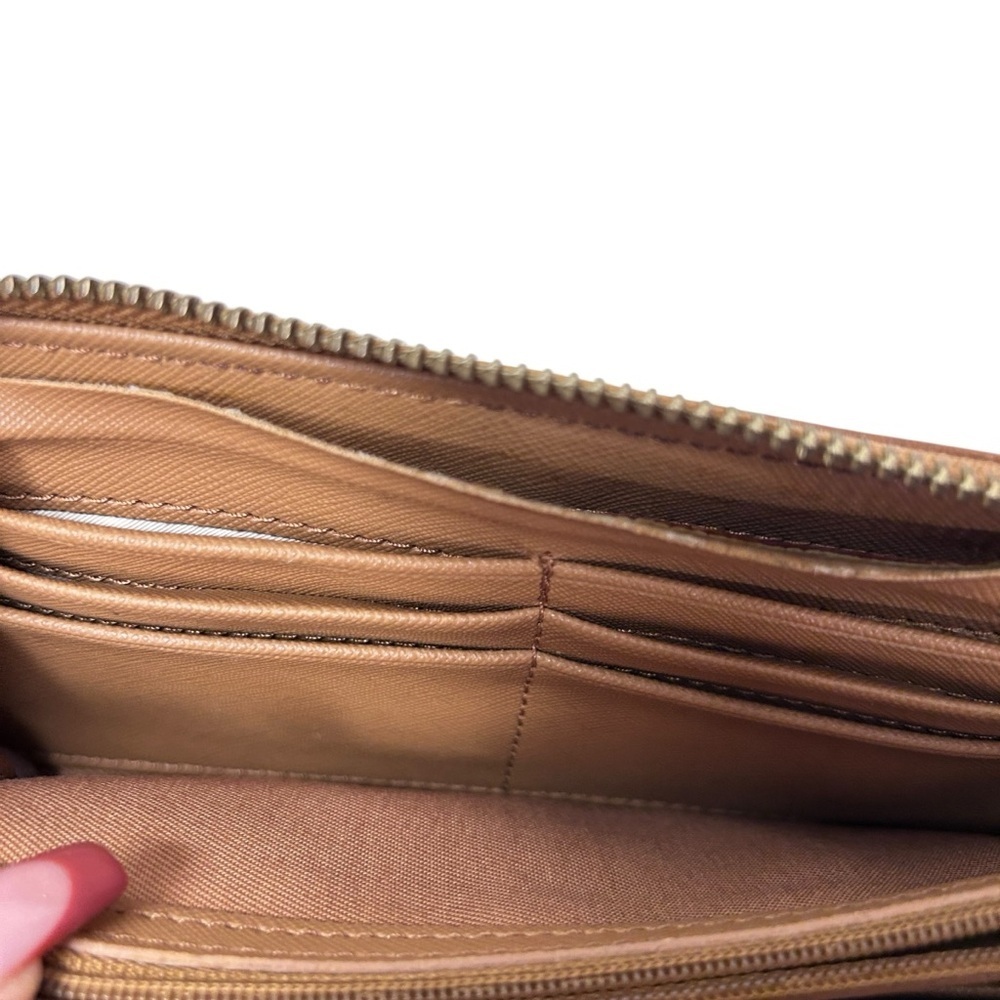 Fossil Tan Brown Pebble Leather Wallet  Zip Around Clutch - Picture 5 of 8